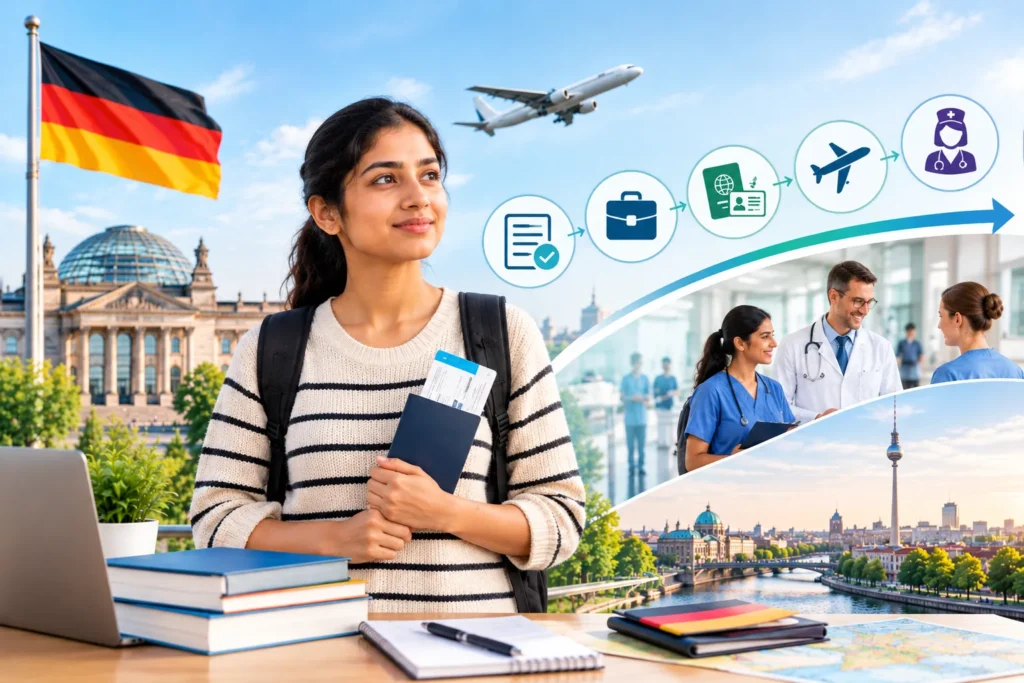 Indian nurse preparing to work in Germany through the fast-track skilled worker procedure